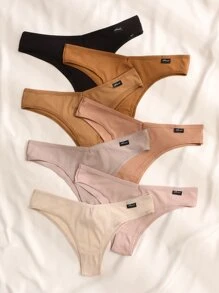 7pack Letter Print Rib Cheeky Panty Set - Multicolor - View 3