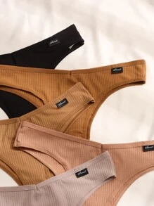 7pack Letter Print Rib Cheeky Panty Set - Multicolor - View 5