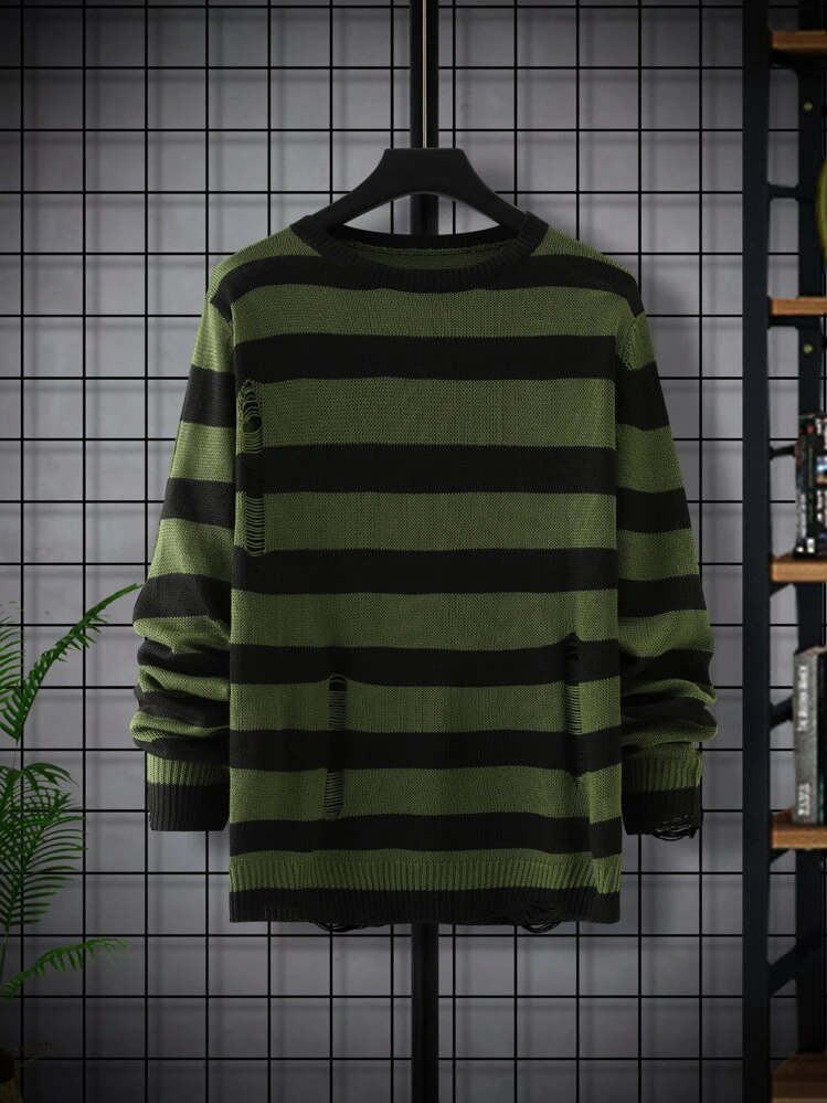 Manfinity Men Color Block Ripped Sweater - Multicolor - View 1