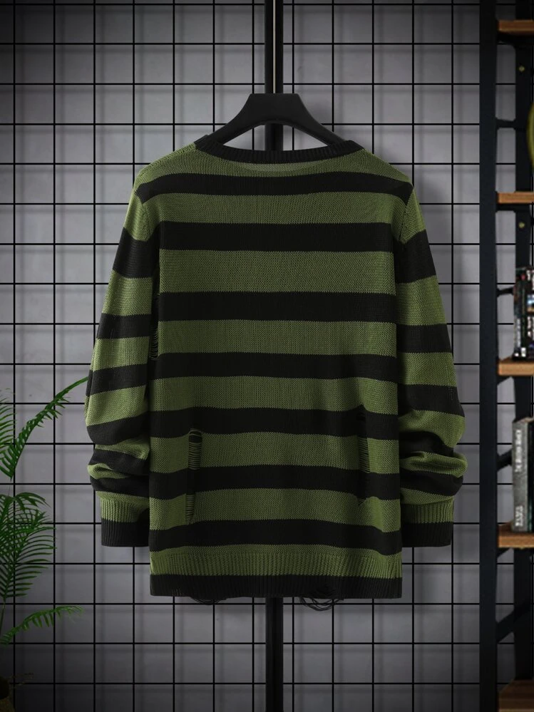 Manfinity Men Color Block Ripped Sweater - Multicolor - View 2