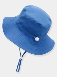 1pc Kids Adjustable Solid Color Sun Visor Hat, Outdoor UV Protection For Travel & Vacation - Blue - View 4