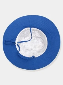 1pc Kids Adjustable Solid Color Sun Visor Hat, Outdoor UV Protection For Travel & Vacation - Blue - View 5