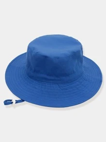 1pc Kids Adjustable Solid Color Sun Visor Hat, Outdoor UV Protection For Travel & Vacation - Blue - View 6