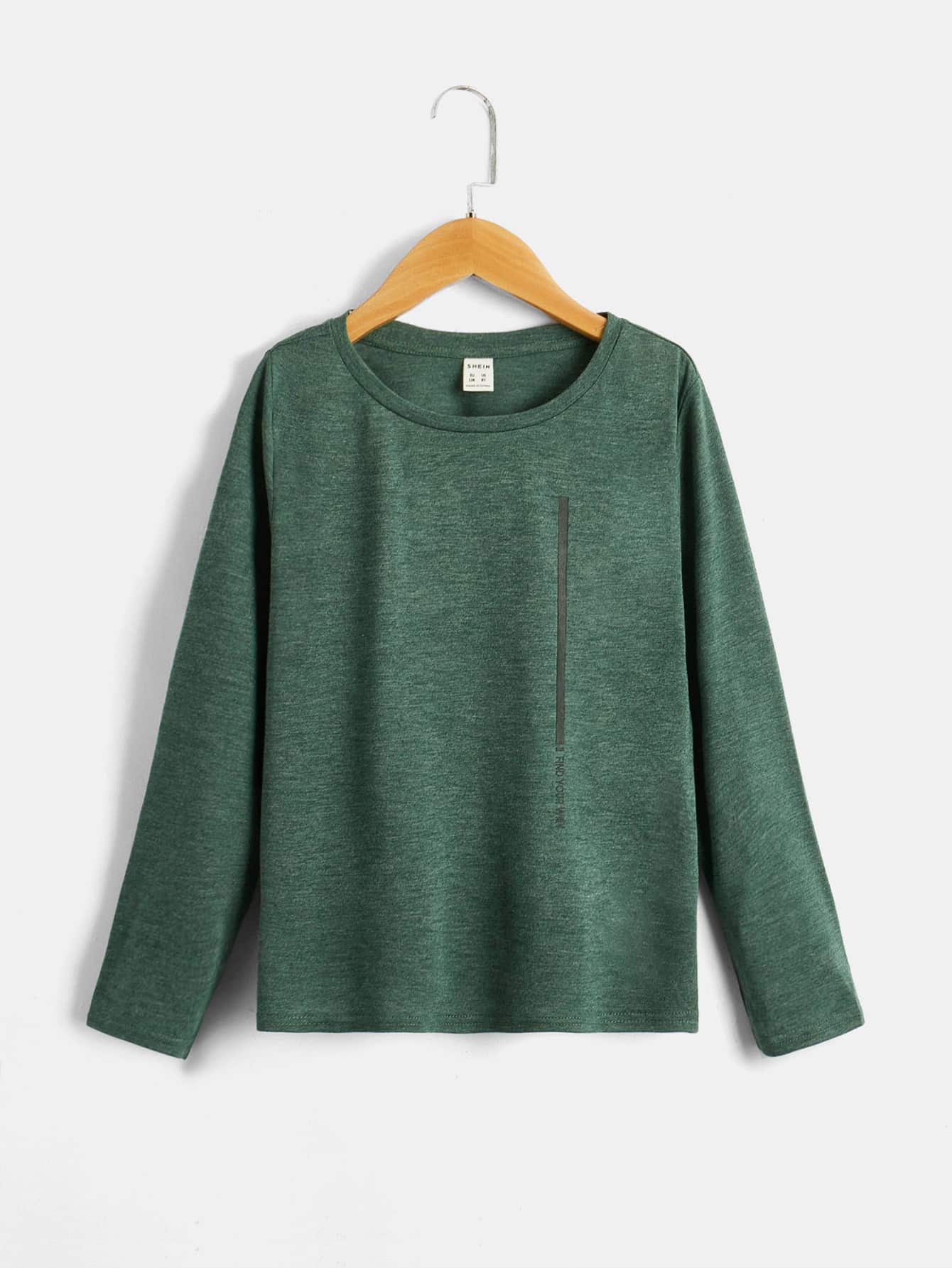 SHEIN Boys Letter Graphic Round Neck Tee - Green - View 1