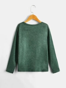 SHEIN Boys Letter Graphic Round Neck Tee - Green - View 2