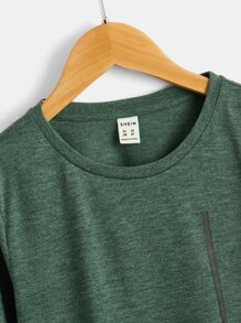 SHEIN Boys Letter Graphic Round Neck Tee - Green - View 4