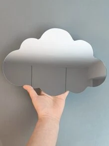 1 块云镜墙贴，2 毫米厚亚克力材料，3D 镜面墙砖 DIY，适用于卧室、客厅、浴室、厨房 - 銀色 - 查看 6