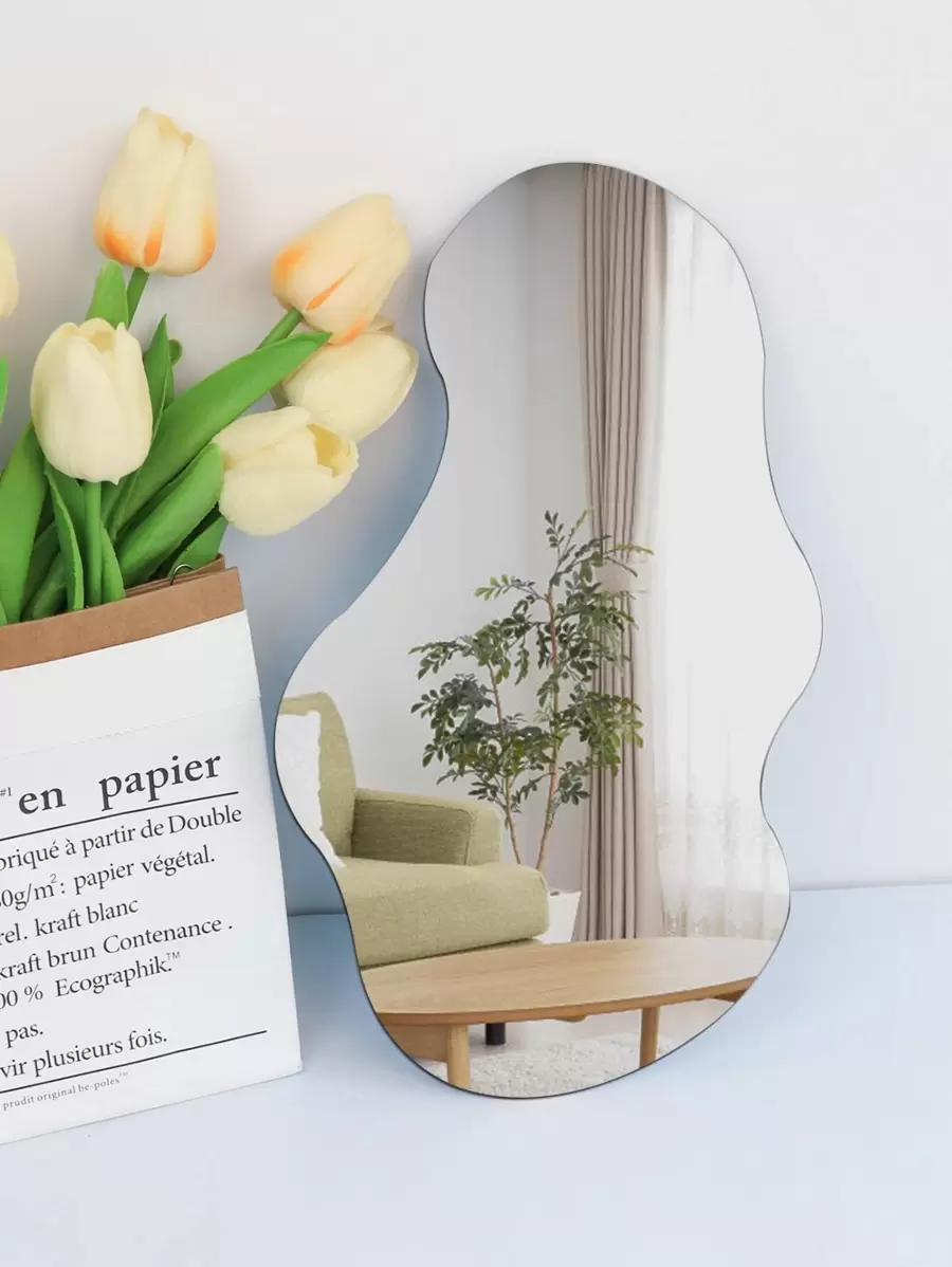 1 件不对称形状镜面墙贴，采用 2 毫米厚度亚克力材质，适用于卧室、客厅、浴室、厨房装饰最佳礼物