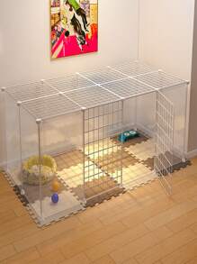 Cama para mascotas y tapete para el piso, diseño de juntas de dos tonos (beige y marrón, 2 piezas por juego)