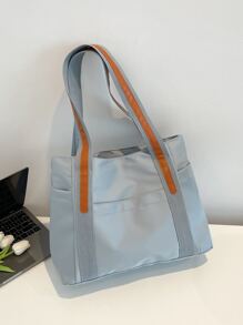 Two Tone Shoulder Tote Bag