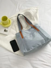 Two Tone Shoulder Tote Bag