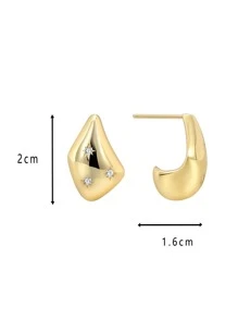 Charm-In 1PC Đá Cubic Zirconia Trang Trí Bông Tai Đồng Trang Sức - Vàng - Xem 3