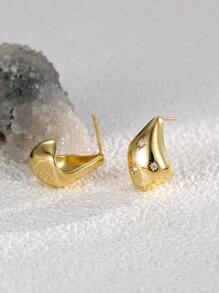 Charm-In 1PC Đá Cubic Zirconia Trang Trí Bông Tai Đồng Trang Sức - Vàng - Xem 4