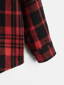 SHEIN Toddler Boys Plaid Print Hooded Shirt - Multicolor - View 6