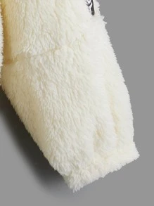 SHEIN Boys Letter Tape Teddy Sweatshirt - Beige - View 10