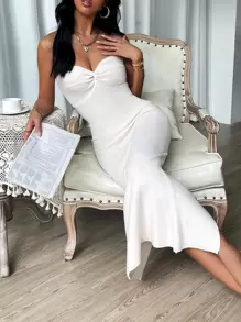 Firerie Twist Front Split Back Tube Sweater Dress - Apricot - View 1