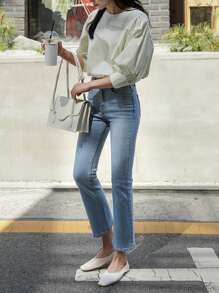 DAZY High Waist Boot-cut Leg Jeans - Light Wash - View 6