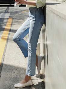 DAZY High Waist Boot-cut Leg Jeans - Light Wash - View 8