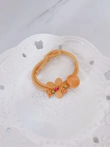 5入組花和珠子裝飾髮圈