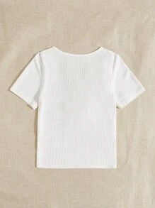 SHEIN Tall Sweetheart Neck Knot Front Tee - White - View 2