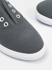 Eyelet Decor Canvas Shoes - Dark Grey - View 4
