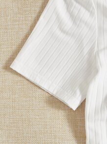 SHEIN Tall Sweetheart Neck Knot Front Tee - White - View 5