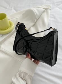 Geometric Embossed Zipper Bag Shoulder Bag Vintage,Casual Quilted Portable,Lightweight For Women, Rookies & White-Collar Workers,For Girl,For Woman Gift Bag,Perfect For Office,Work ,Business,Commute