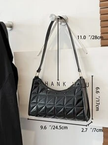 Geometric Embossed Zipper Bag Shoulder Bag Vintage,Casual Quilted Portable,Lightweight For Women, Rookies & White-Collar Workers,For Girl,For Woman Gift Bag,Perfect For Office,Work ,Business,Commute