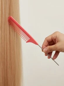 沙龍美髮梳1入組粉色毛刷鼠尾梳雙刃控制梳鼠尾梳分型，髮刷/髮梳 - 粉色 - 查看 2