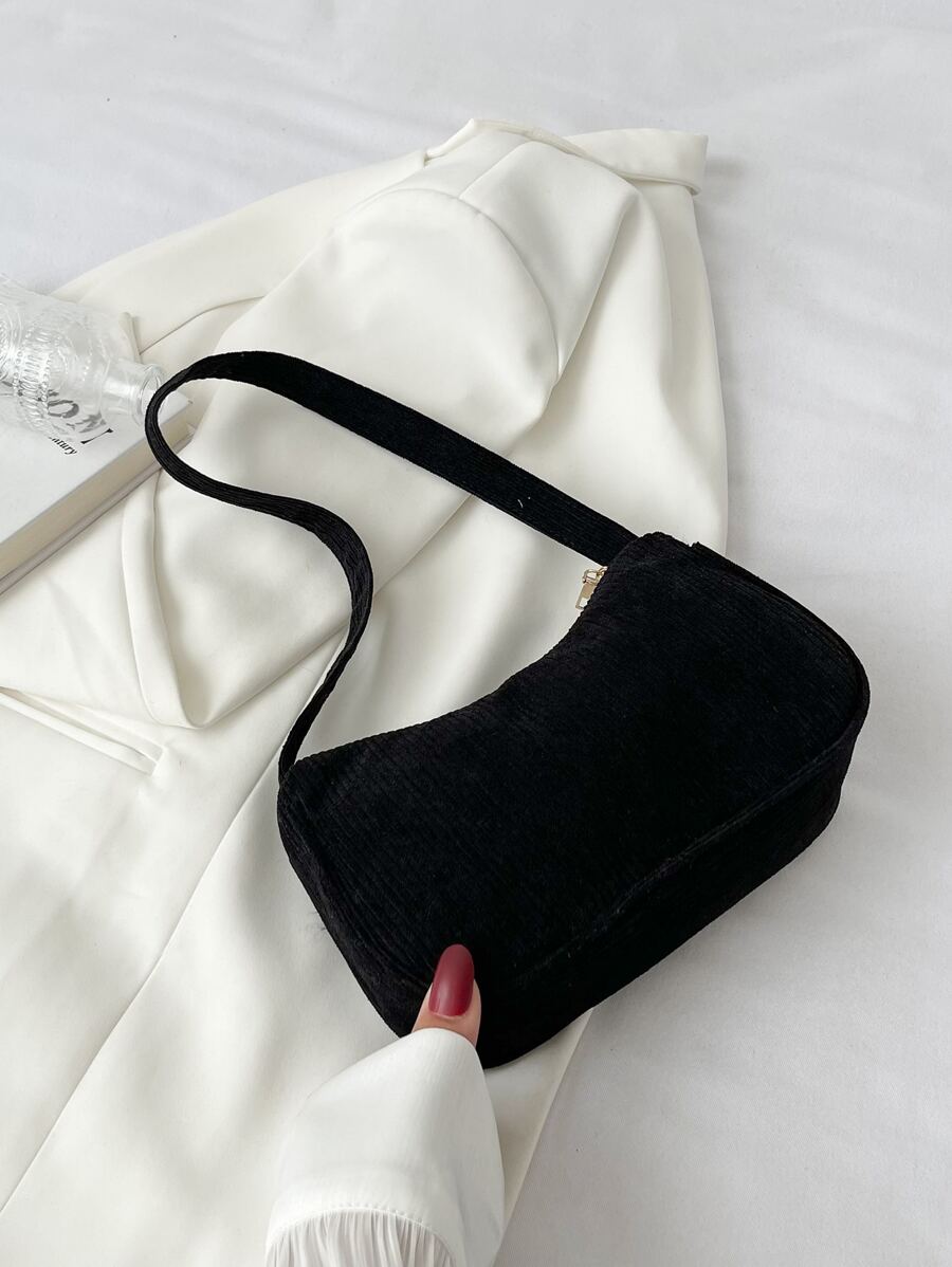 Túi vải nhung kẻ công sở nhẹ, tối giản dành cho nữ sinh viên đại học, tân binh và nhân viên văn phòng, hoàn hảo cho văn phòng, đại học, công việc, kinh doanh, đi làm, ngoài trời, du lịch, dã ngoại, ngày lễ tình nhân - màu đen - Xem 1