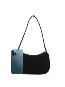 Túi vải nhung kẻ công sở nhẹ, tối giản dành cho nữ sinh viên đại học, tân binh và nhân viên văn phòng, hoàn hảo cho văn phòng, đại học, công việc, kinh doanh, đi làm, ngoài trời, du lịch, dã ngoại, ngày lễ tình nhân - màu đen - Xem 3