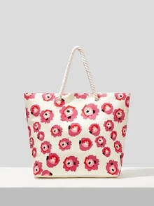 Bolsa de compras con estampado - Rosa - Ver 2