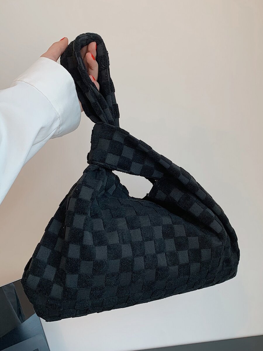 Túi vai màu trơn Tay cầm Top Đúng mốt - màu đen - Xem 1