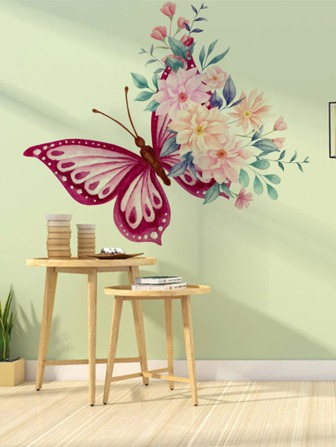 1入組蝴蝶和雛菊圖案牆貼