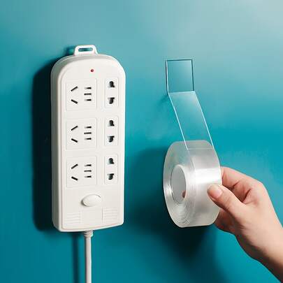 1/2/4 件装 2 厘米 X 3000 厘米可水洗可重复使用双面纳米厚透明高粘度壁挂胶带