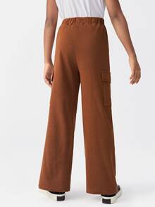 SHEIN Girls Flap Pocket Sweatpants