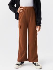 SHEIN Girls Flap Pocket Sweatpants
