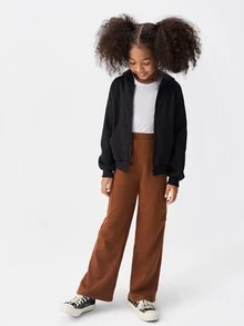 SHEIN Girls Flap Pocket Sweatpants