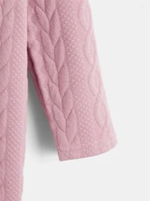 SHEIN Toddler Girls Mock Neck Textured Dress - Dusty Pink - View 3