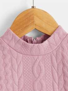SHEIN Toddler Girls Mock Neck Textured Dress - Dusty Pink - View 4