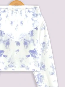 Tween Girl Tie Dye Butterfly Print Sweatshirt - White - View 3