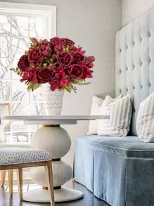 1支/3支装7头仿真牡丹丝花束，新娘捧花，家居/餐厅/花瓶装饰，婚礼装饰，墙面背景，婚车装饰（含DIY花环材料），门廊装饰，花艺材料，情人节礼物，秋季装饰，生日礼物，毕业礼物 - 彩色 - 查看 5