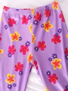 Tween Girl Unicorn Print Raglan Sleeve Top & Floral Print Pants Snug Fit Lounge Set