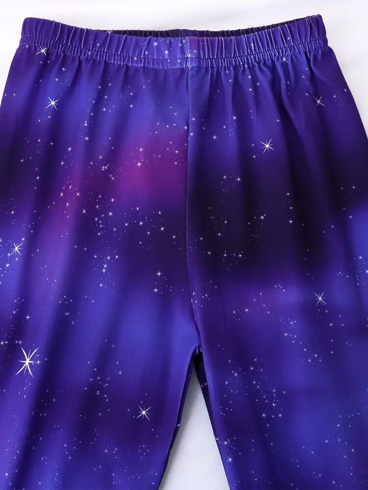 Boys Astronaut & Galaxy Print Snug Fit PJ Set - Purple - View 3