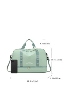 Bộ 1 túi xách tay bằng nylon có túi đeo vai nghiêng và ngăn đựng giày riêng, túi du lịch phù hợp cho cả nam và nữ khi đi công tác - màu xanh lá - Xem 4