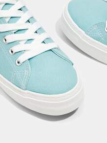 Zapatos de lona con cordón delantero - Azul menta - Ver 3