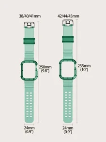2 en 1 Correa de reloj lisa & Funda compatible con Apple Watch - Verde - Ver 3