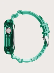 2 en 1 Correa de reloj lisa & Funda compatible con Apple Watch - Verde - Ver 4