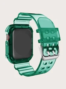 2 en 1 Correa de reloj lisa & Funda compatible con Apple Watch - Verde - Ver 5