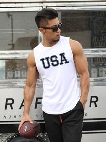 Manfinity Sport Streetwear Men Letter Graphic Sports Tank Top Workout Tops Men Tank Topsmen Sleevelessmuscle Shirt For Menmens Tank Topsmen's Tank Tops - White - View 1
